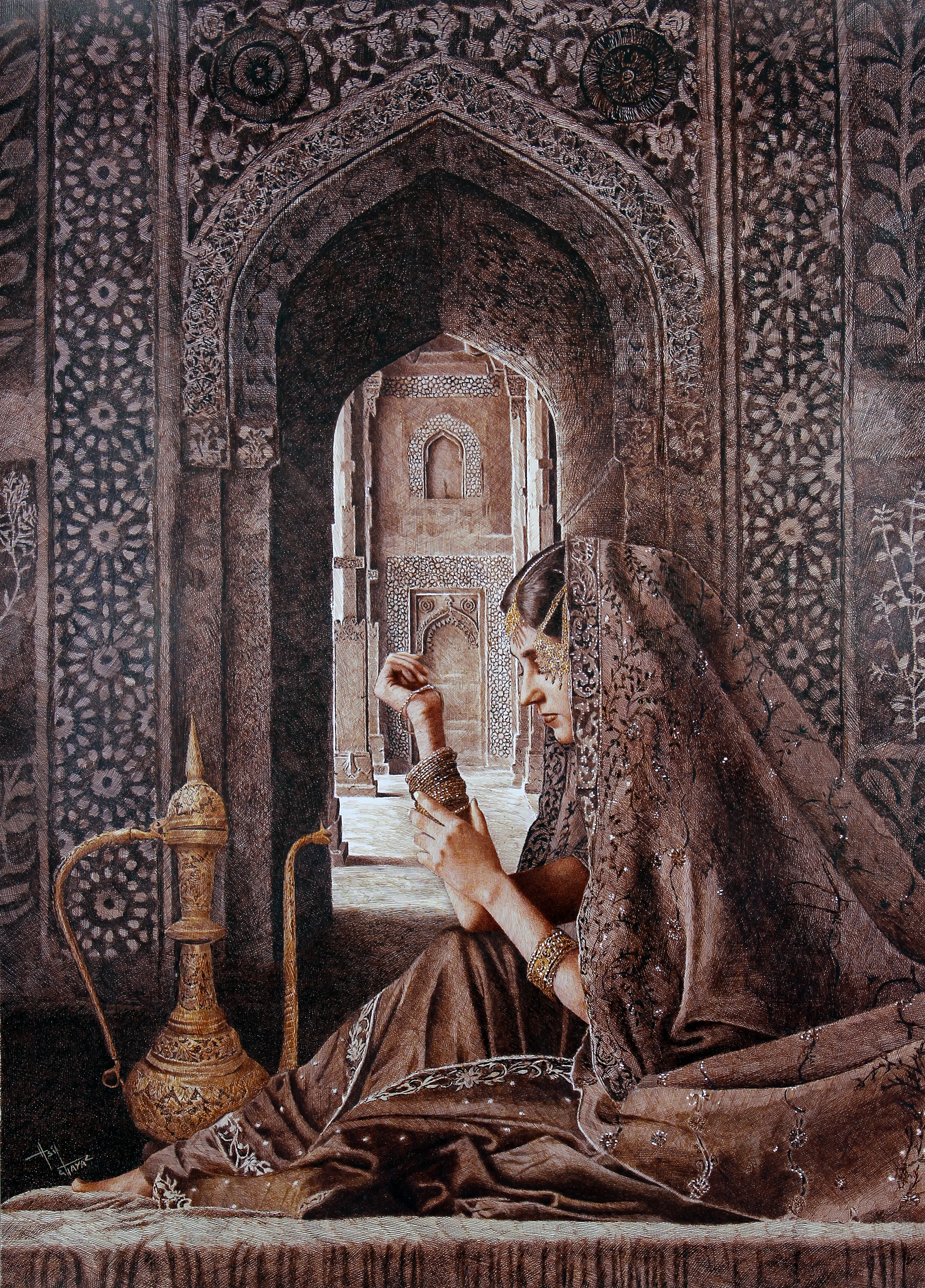 Master piece pen and ink artwork by Asif Ghayaz